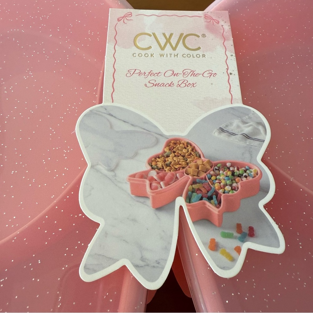 Large Sparkle Bow Snack Box Food Storage Container Valentine SHIP ASAP CWC Pink - Picture 7 of 11